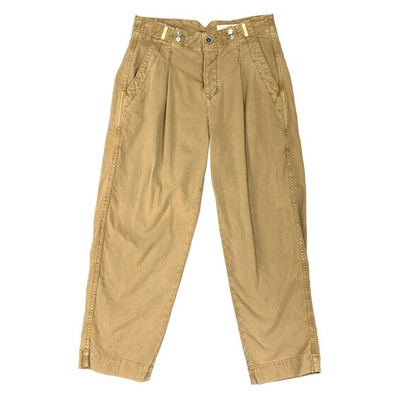 Anthropologie Scout Pant Women 25 Pecan Pleated Ankle Tapered Leg Button Fly - Picture 1 of 14